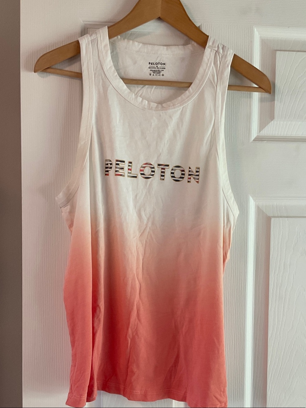 Peloton White to Coral Ombre Racerback Tank